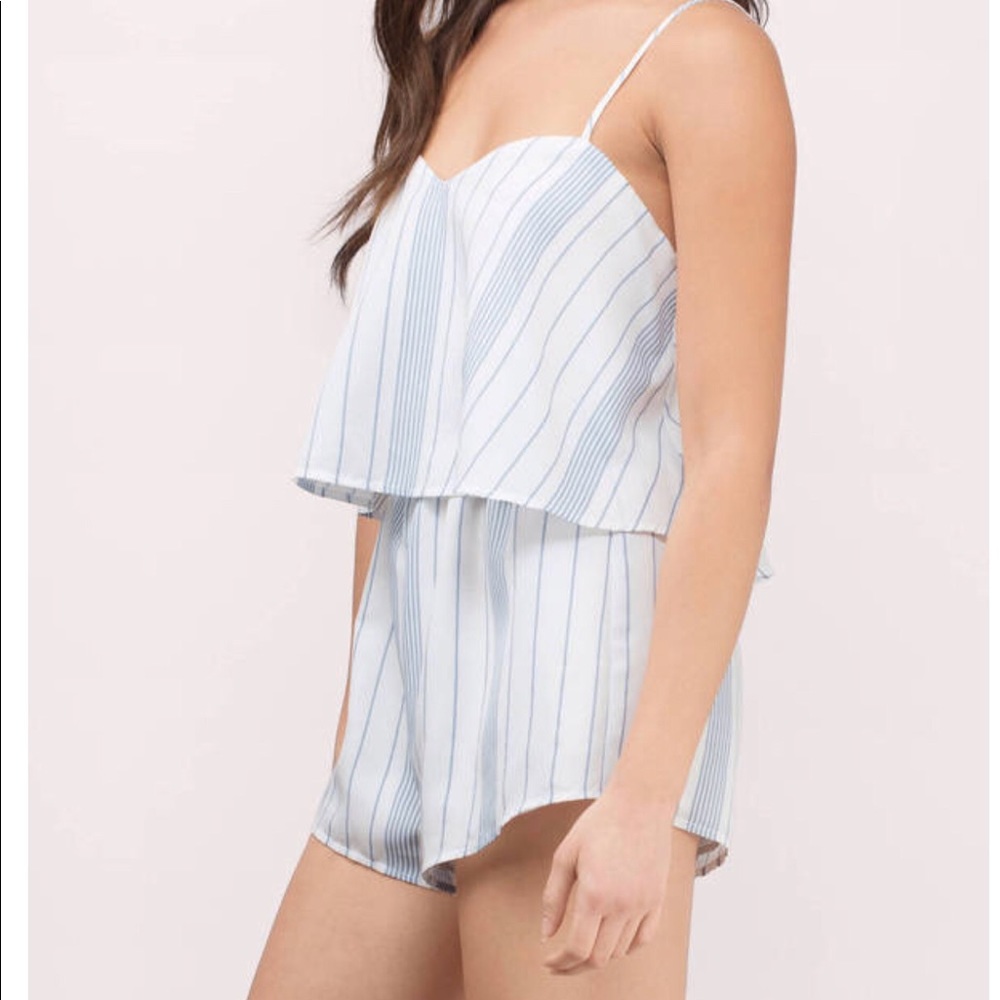 Tobi LIGHT BLUE MULTI STRIPED ROMPER